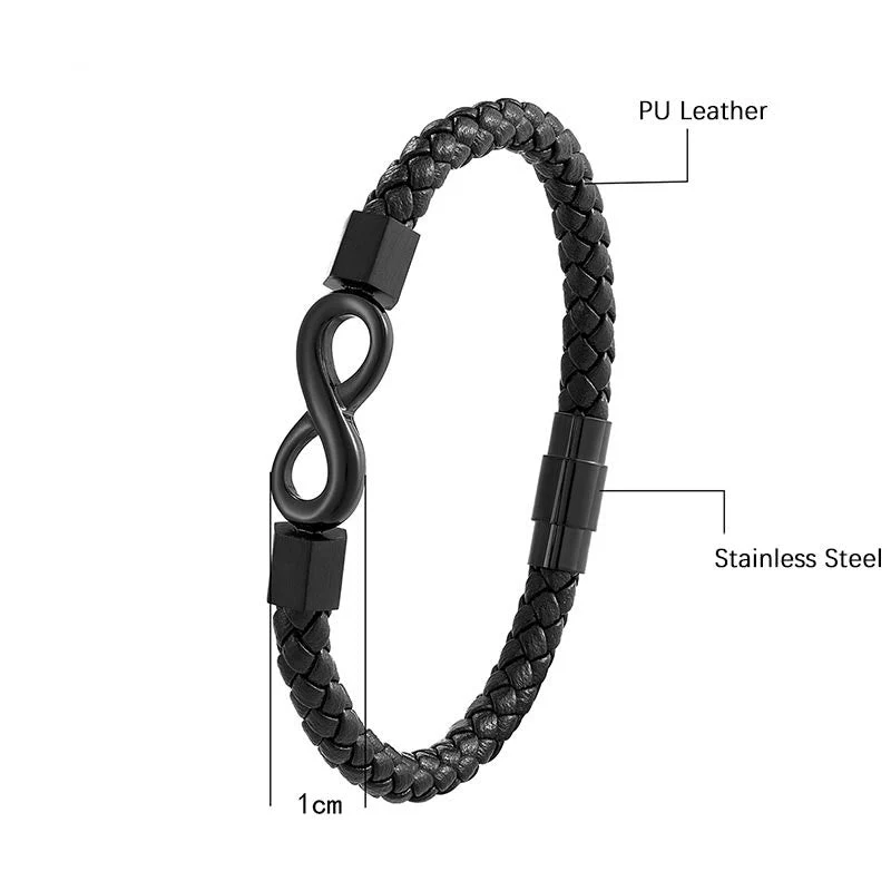 Endless Knot Titanium Steel Leather Spiritual Balance Bracelet - Image 8