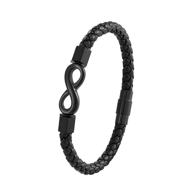 Endless Knot Titanium Steel Leather Spiritual Balance Bracelet - Image 9