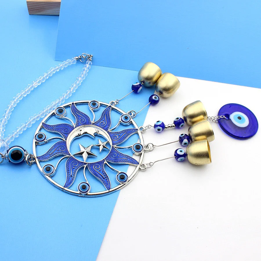 36-38cm Evil Eye Hanging Ornament with Bells for Protection - Image 3
