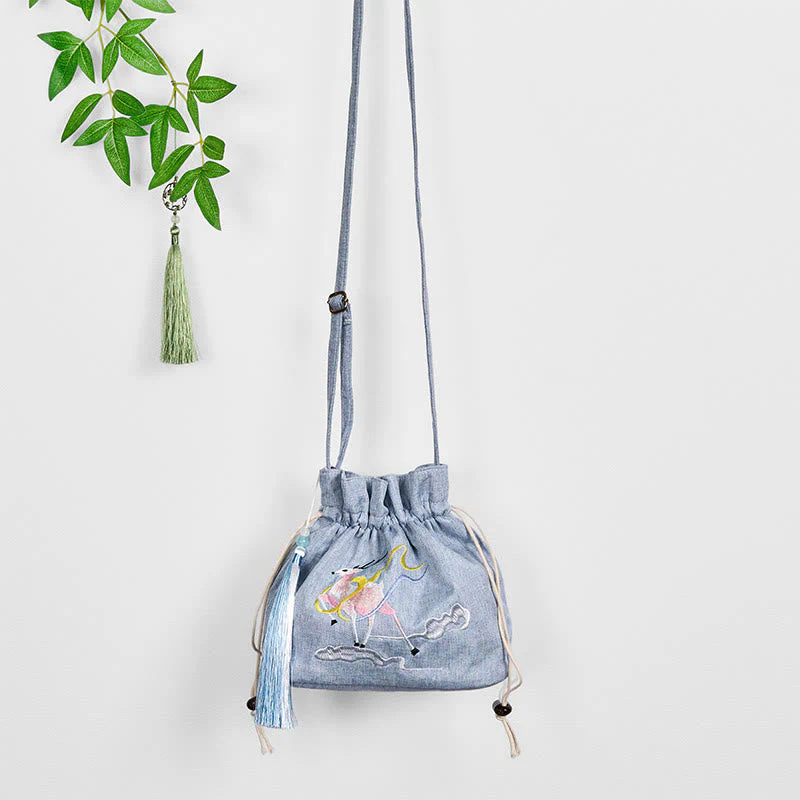 Fairy Deer Cotton Linen Yoga Bag 19x20x10cm - Image 10
