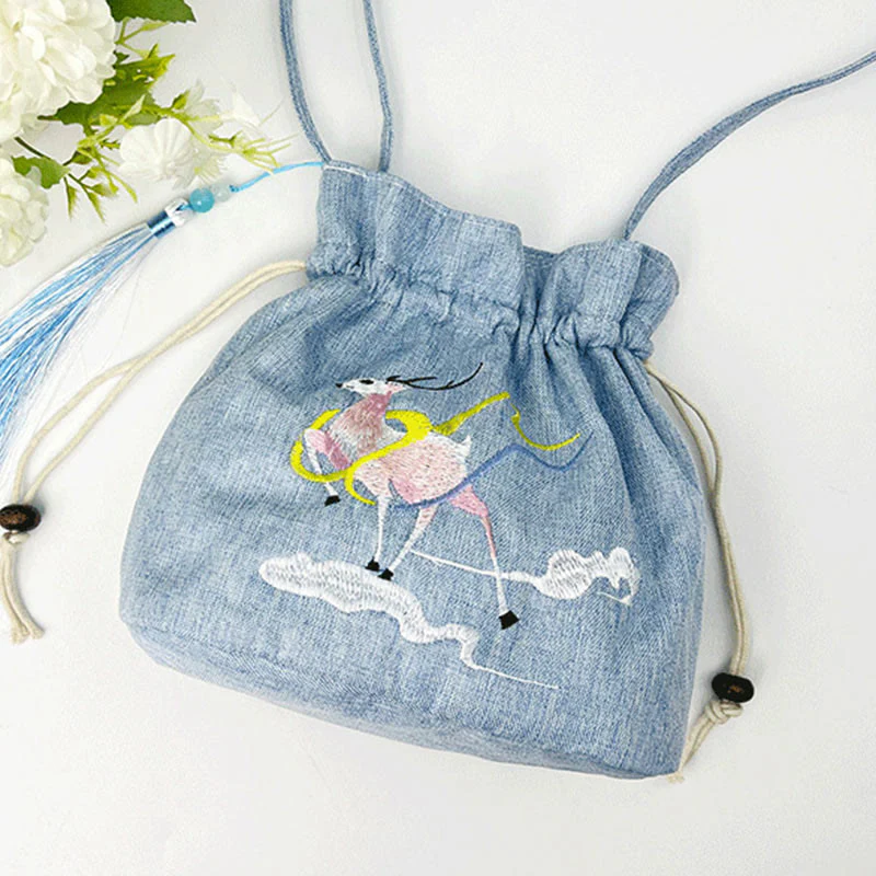 Fairy Deer Cotton Linen Yoga Bag 19x20x10cm - Image 2