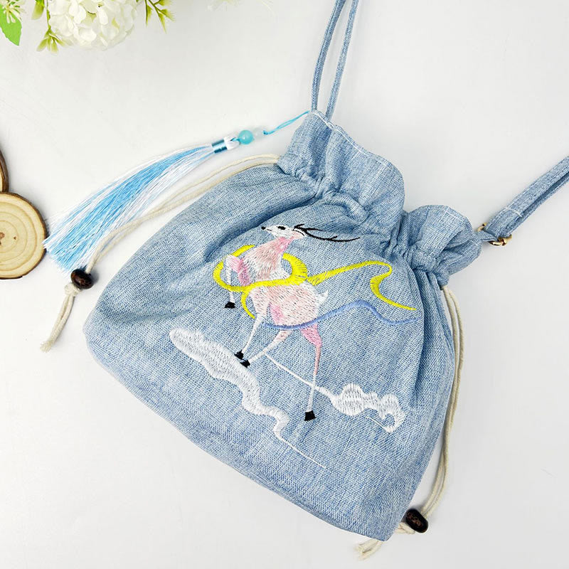 Fairy Deer Cotton Linen Yoga Bag 19x20x10cm - Image 3