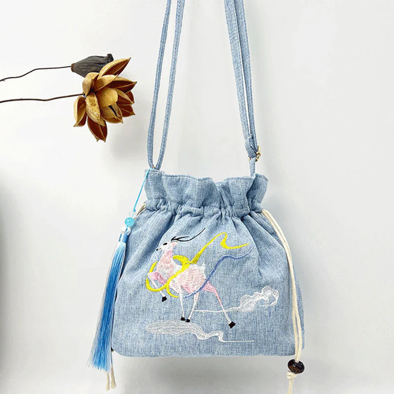 Fairy Deer Cotton Linen Yoga Bag 19x20x10cm - Image 4