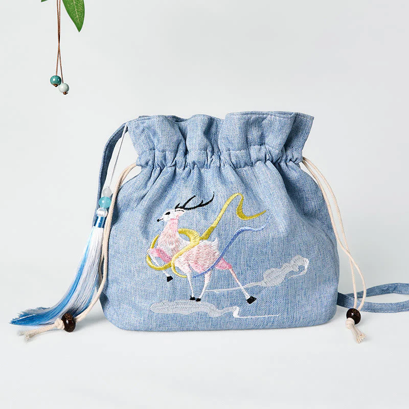 Fairy Deer Cotton Linen Yoga Bag 19x20x10cm - Image 5