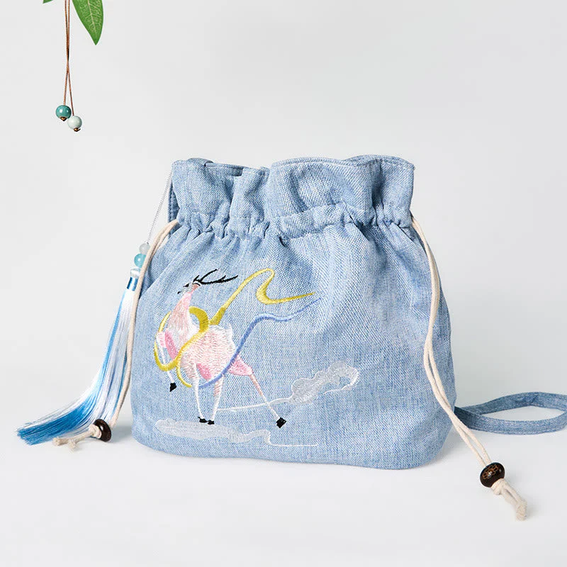 Fairy Deer Cotton Linen Yoga Bag 19x20x10cm - Image 7