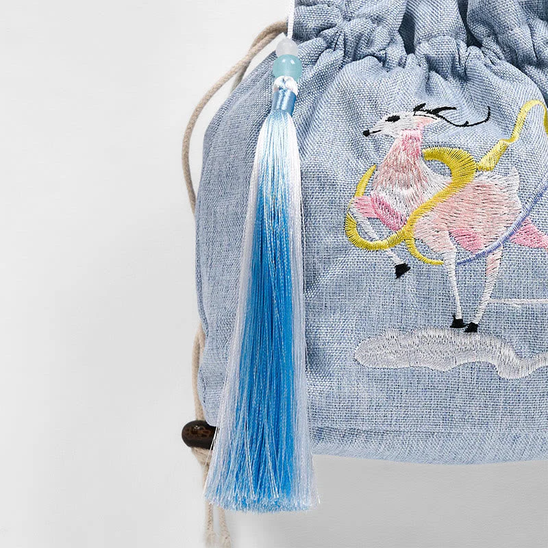 Fairy Deer Cotton Linen Yoga Bag 19x20x10cm - Image 8
