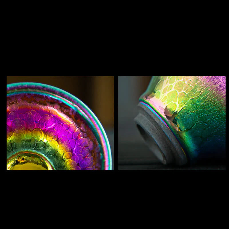 Fairy Rainbow Tenmoku Ceramic Tea Cup 301-400ml - Image 8