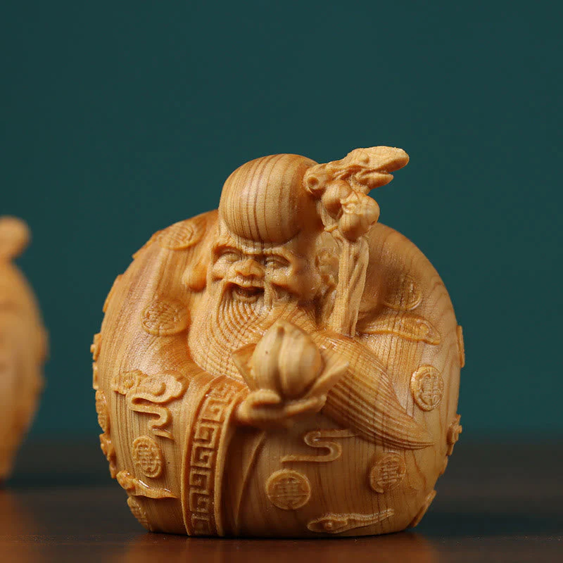 Handcrafted Feng Shui Mini Three Stars Wood Prosperity Decoration - Image 3