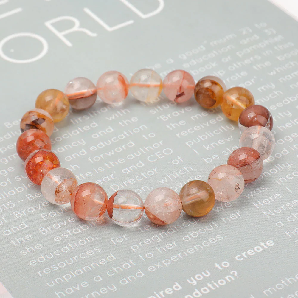 10mm Fire Quartz Clear Quartz Bracelet for Energy Healing - Image 5