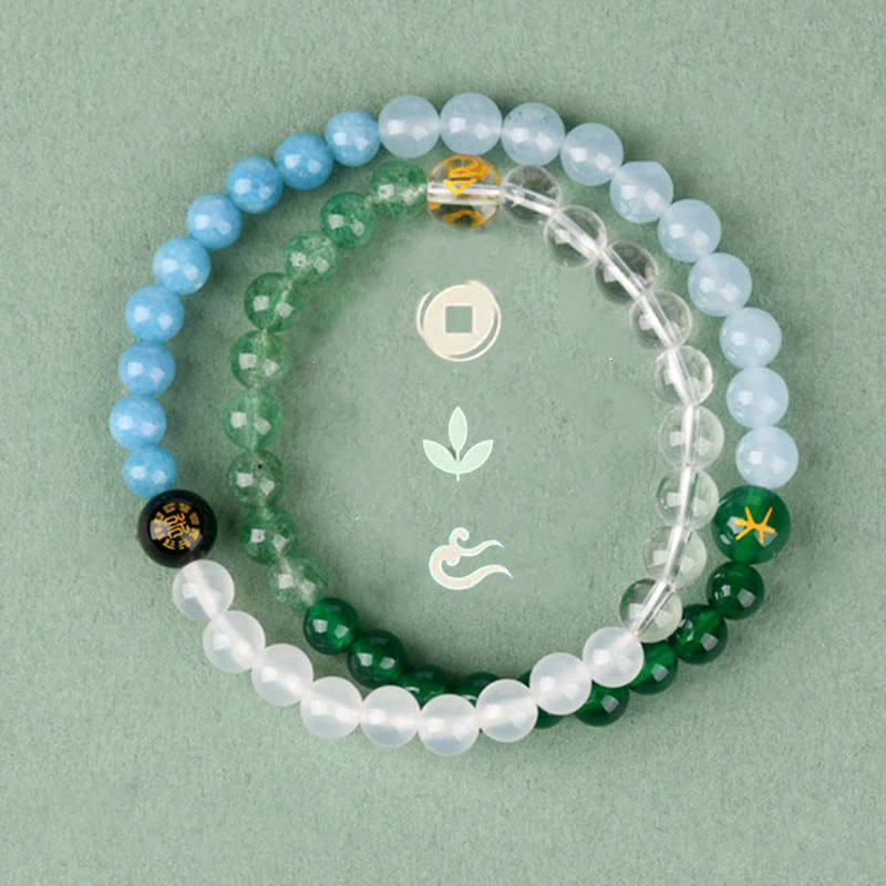 6mm Five Elements Crystal Agate Wisdom Bracelet - Image 2
