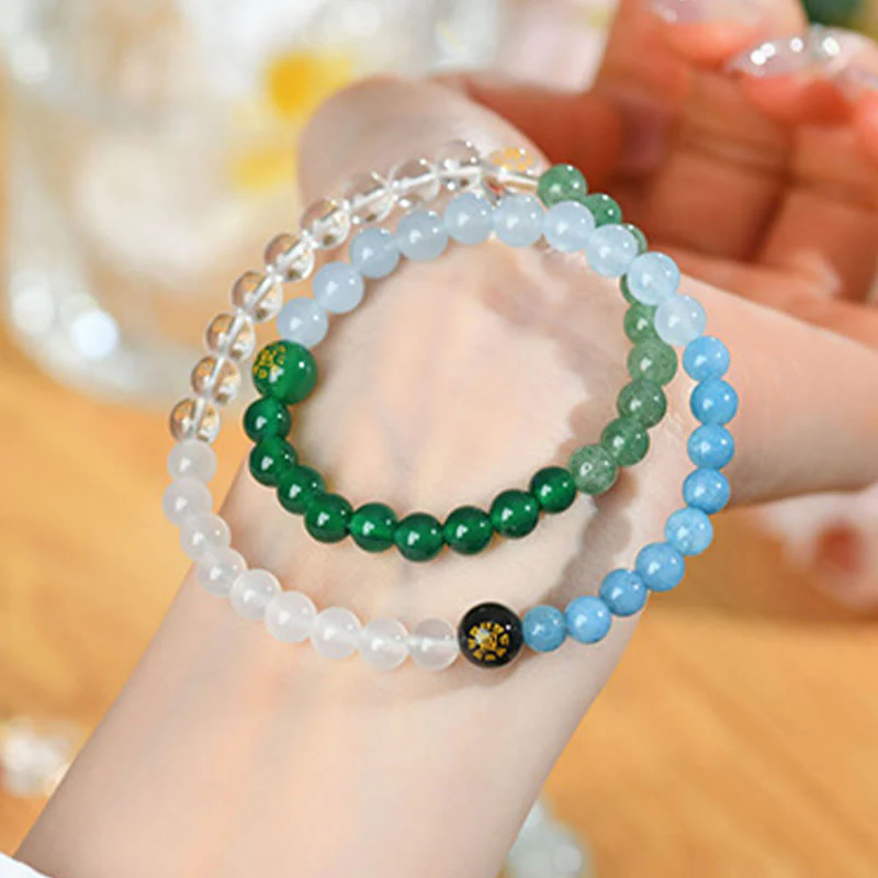 6mm Five Elements Crystal Agate Wisdom Bracelet - Image 3