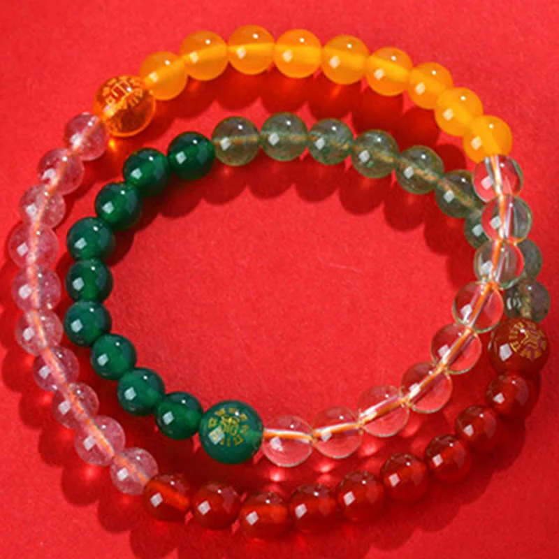 6mm Five Elements Crystal Agate Wisdom Bracelet - Image 5