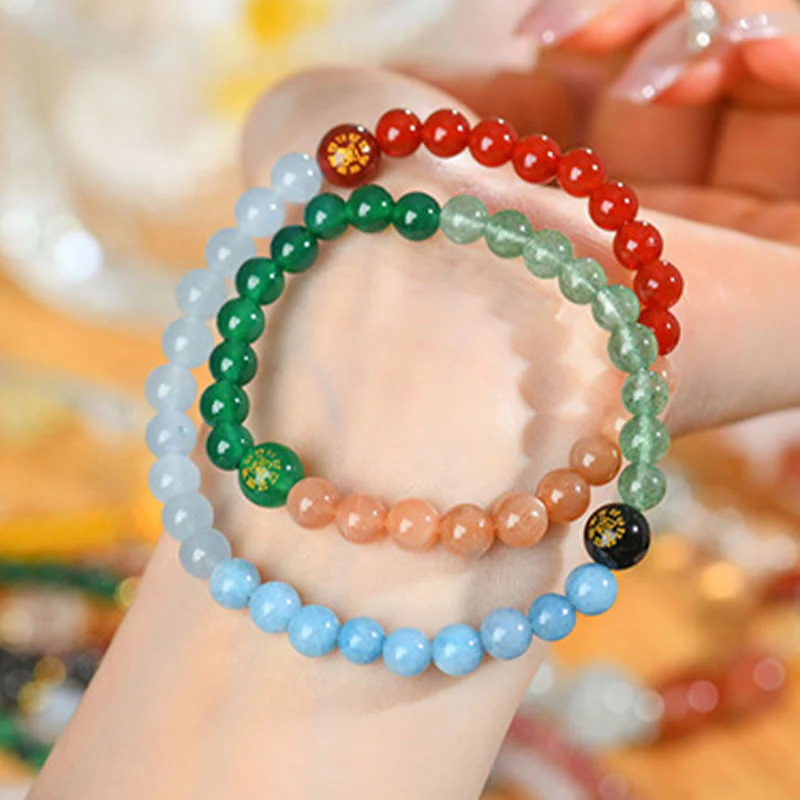 6mm Five Elements Crystal Agate Wisdom Bracelet - Image 8