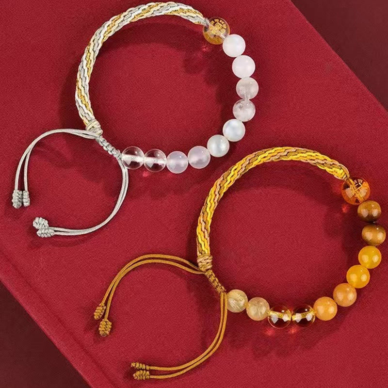 Five Elements Crystal Agate Wealth Bracelet with Reincarnation Knot - Image 5