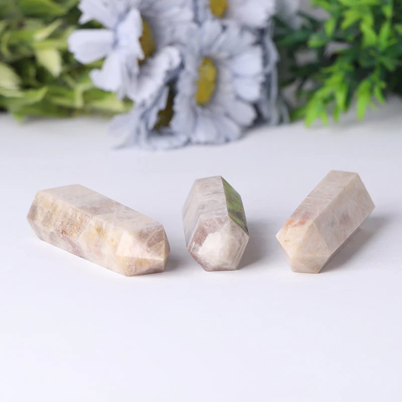 Flashing Peach Moonstone 2.4-4.5 inch Crystal Tower - Image 2