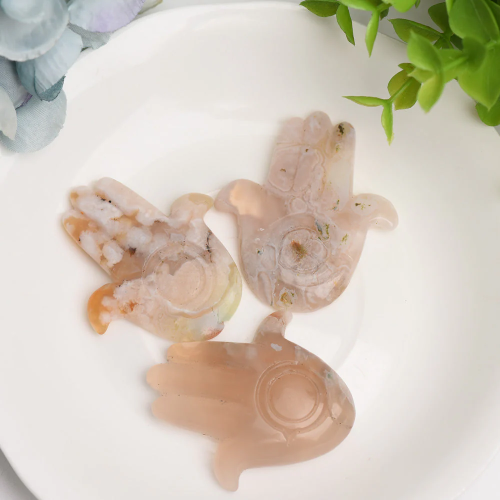 2.0-Inch Flower Agate Hand Crystal Figurine - Image 3