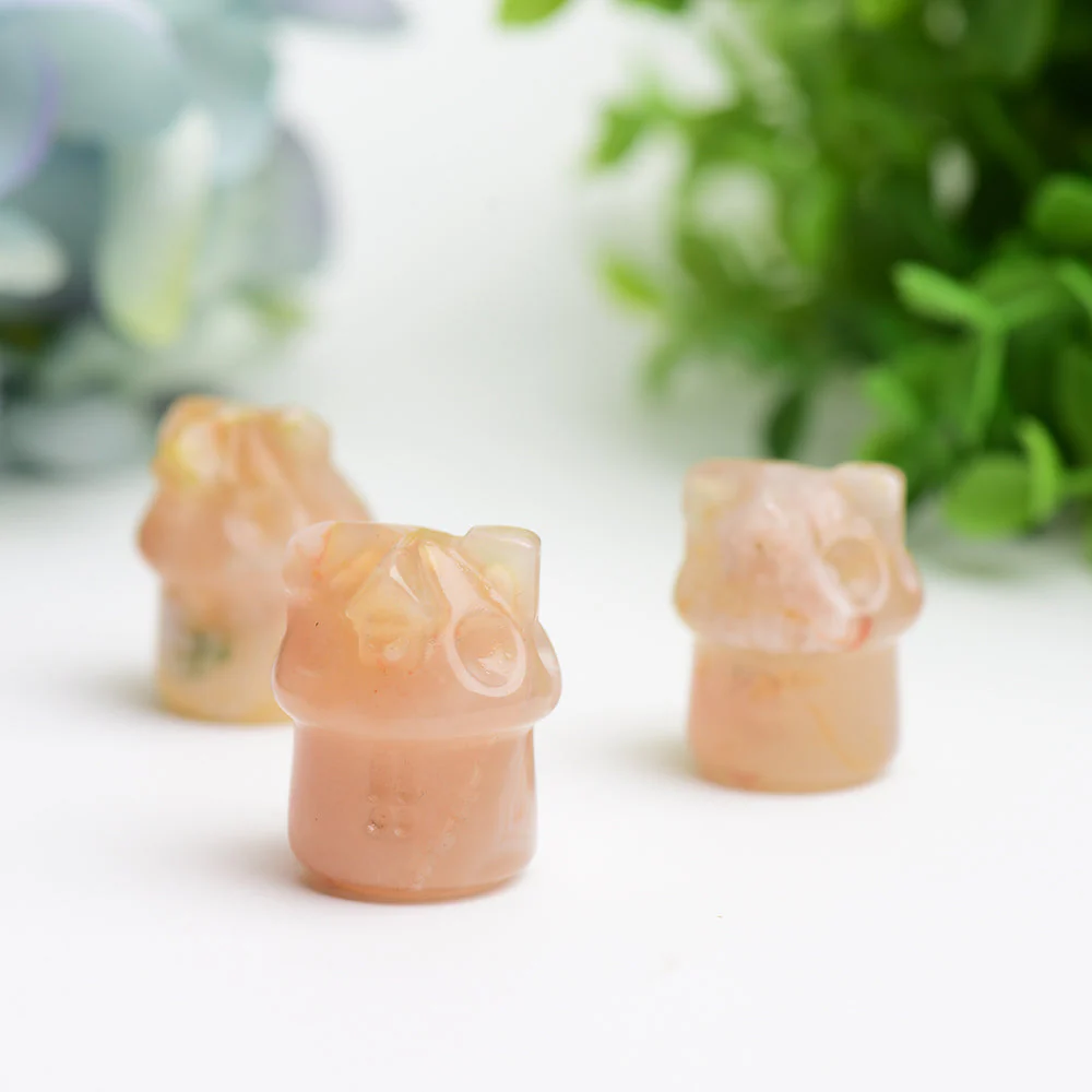 1.1-Inch Flower Agate Mini House Crystal Carving - Image 2