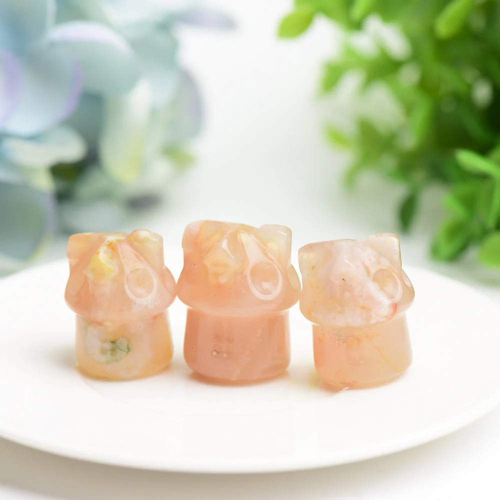 1.1-Inch Flower Agate Mini House Crystal Carving - Image 3