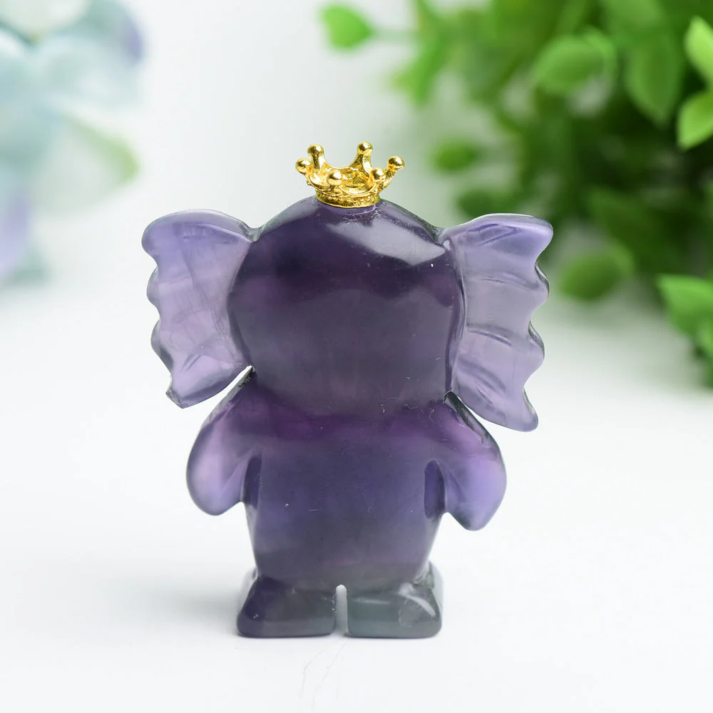 2.5-inch Fluorite Crystal Elephant Carving for Healing - Image 2