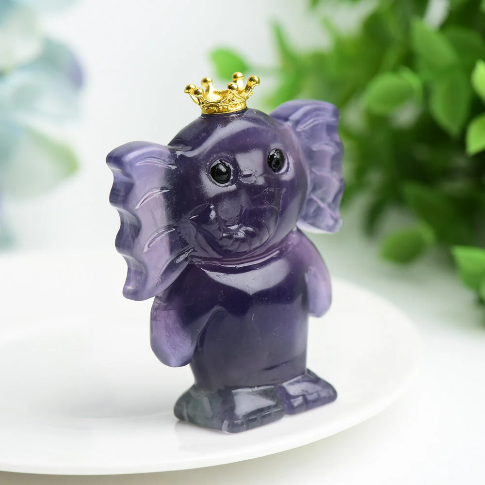 2.5-inch Fluorite Crystal Elephant Carving for Healing - Image 3