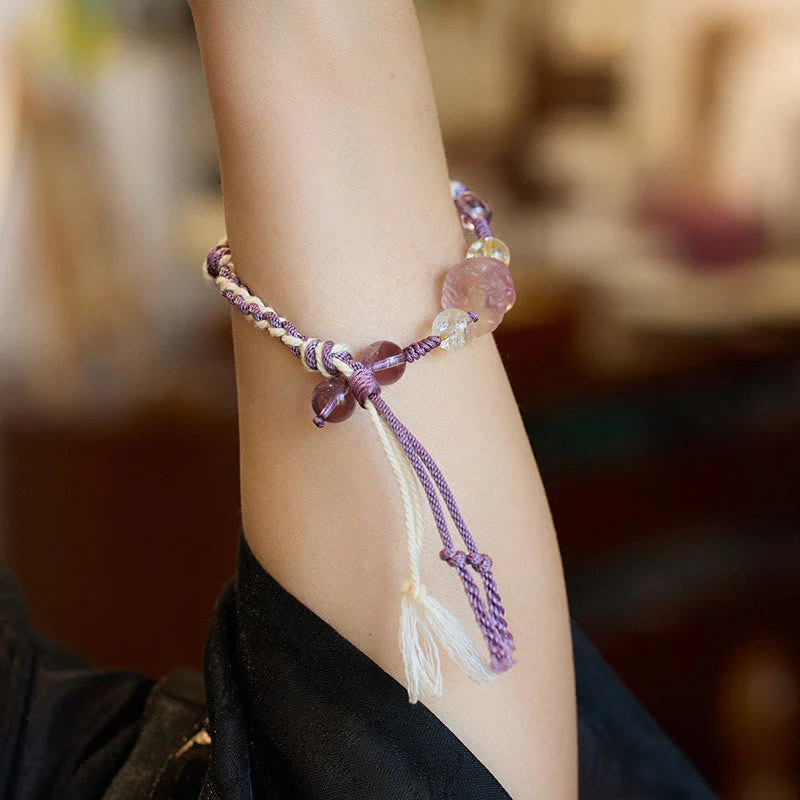Fluorite Amethyst Protection Rope Bracelet 14-18cm - Image 5