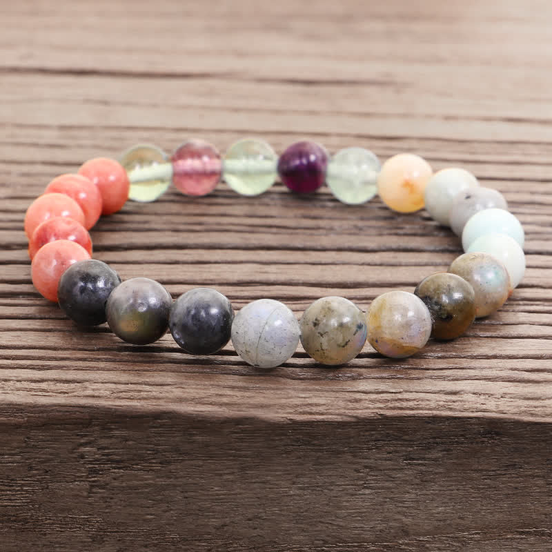 8mm Fluorite Black Glitter Protection Mala Bracelet - Image 12