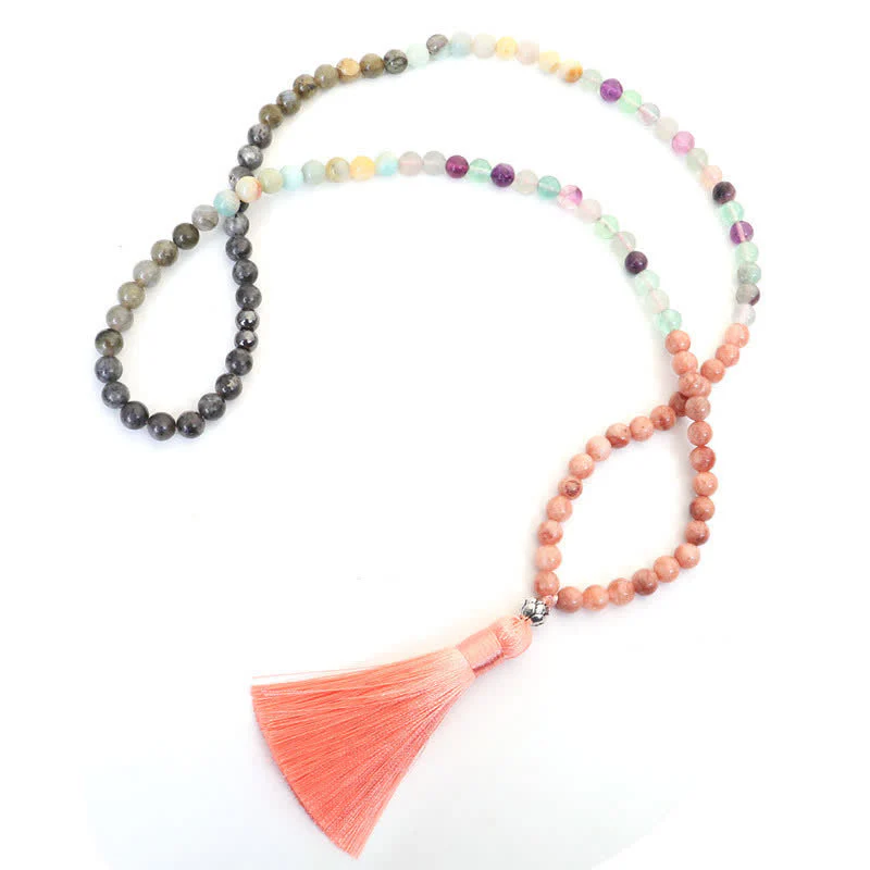 8mm Fluorite Black Glitter Protection Mala Bracelet - Image 13