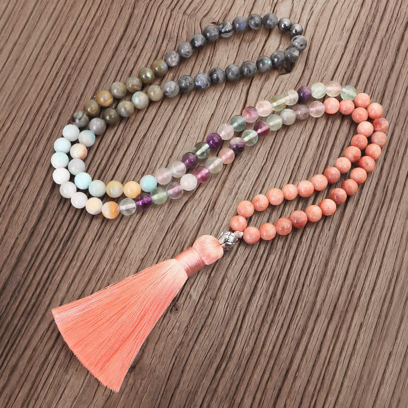 8mm Fluorite Black Glitter Protection Mala Bracelet - Image 15