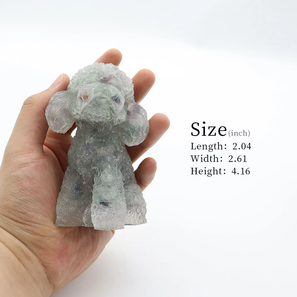 Fluorite Crystal Dog Figurine Toy Poodle 2-inch Sculpture - Image 5