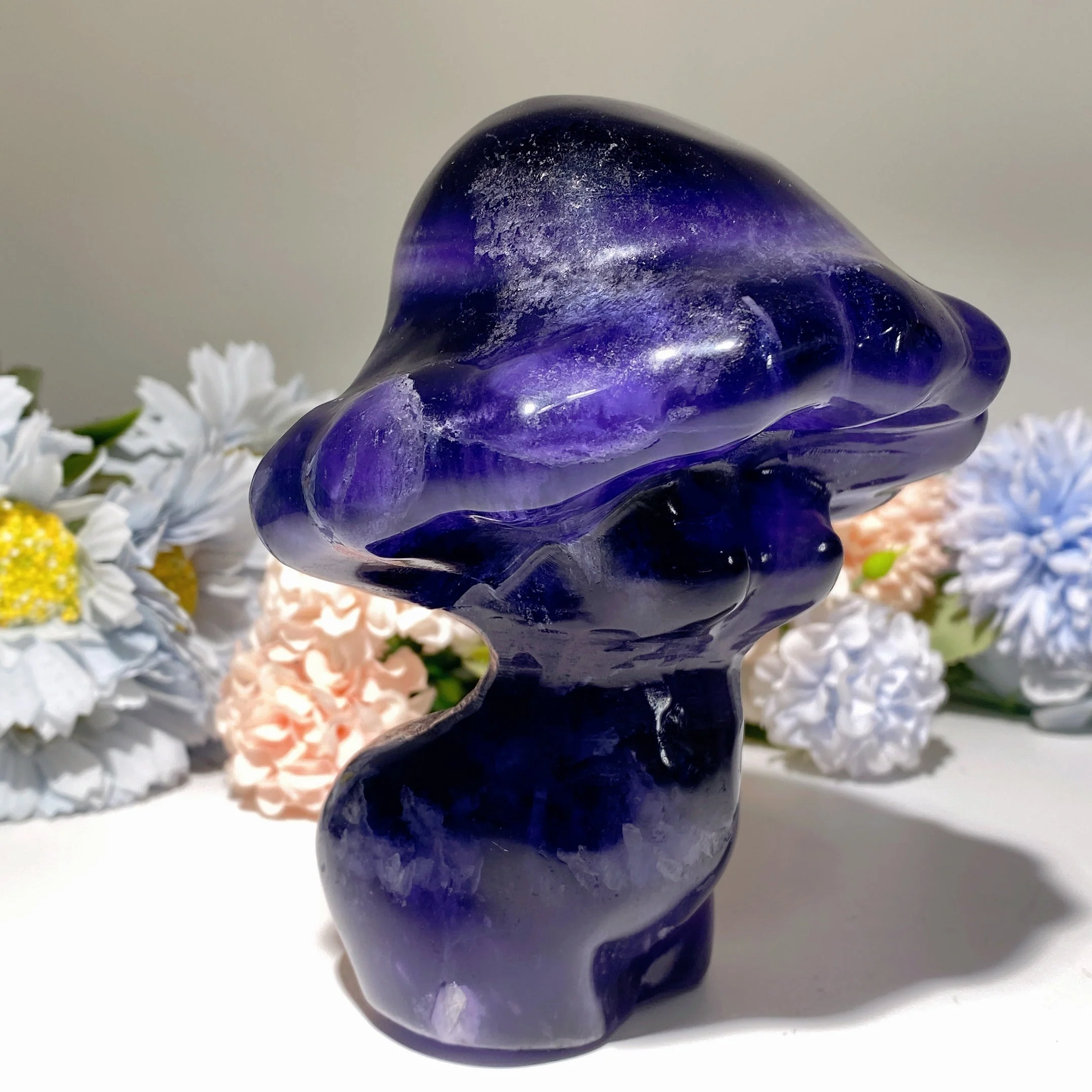 5.3 inch Fluorite Mushroom Crystal Carving for Healing - Image 5
