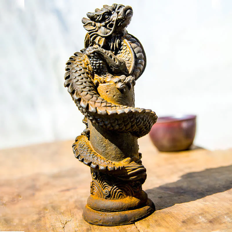 Handmade Iron Powder Resin Flying Dragon Statue 20cm - Image 2