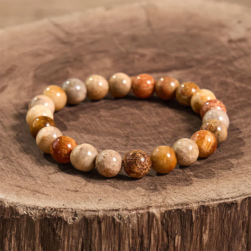 8-9mm Fossil Coral Compassion Bracelet for Self-Esteem & Strength - Image 2