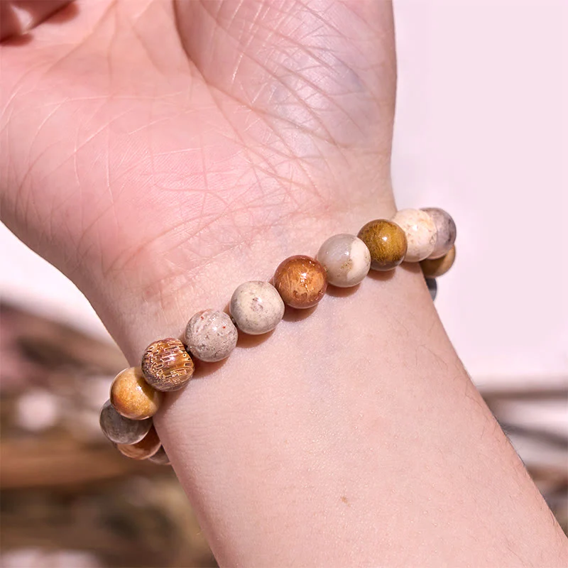 8-9mm Fossil Coral Compassion Bracelet for Self-Esteem & Strength - Image 3