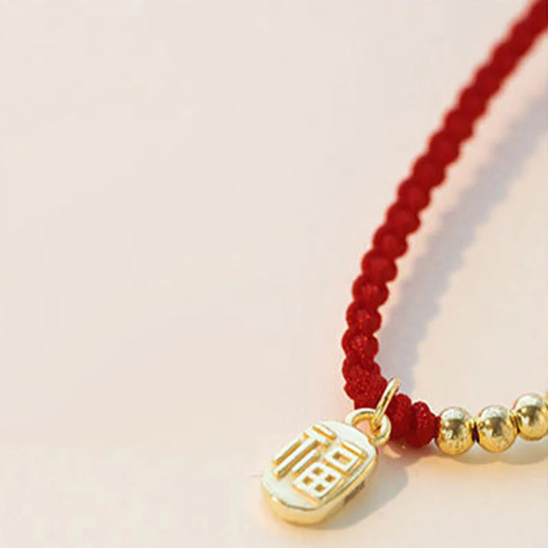 Fu Character Red String Bracelet for Luck & Protection - Image 3