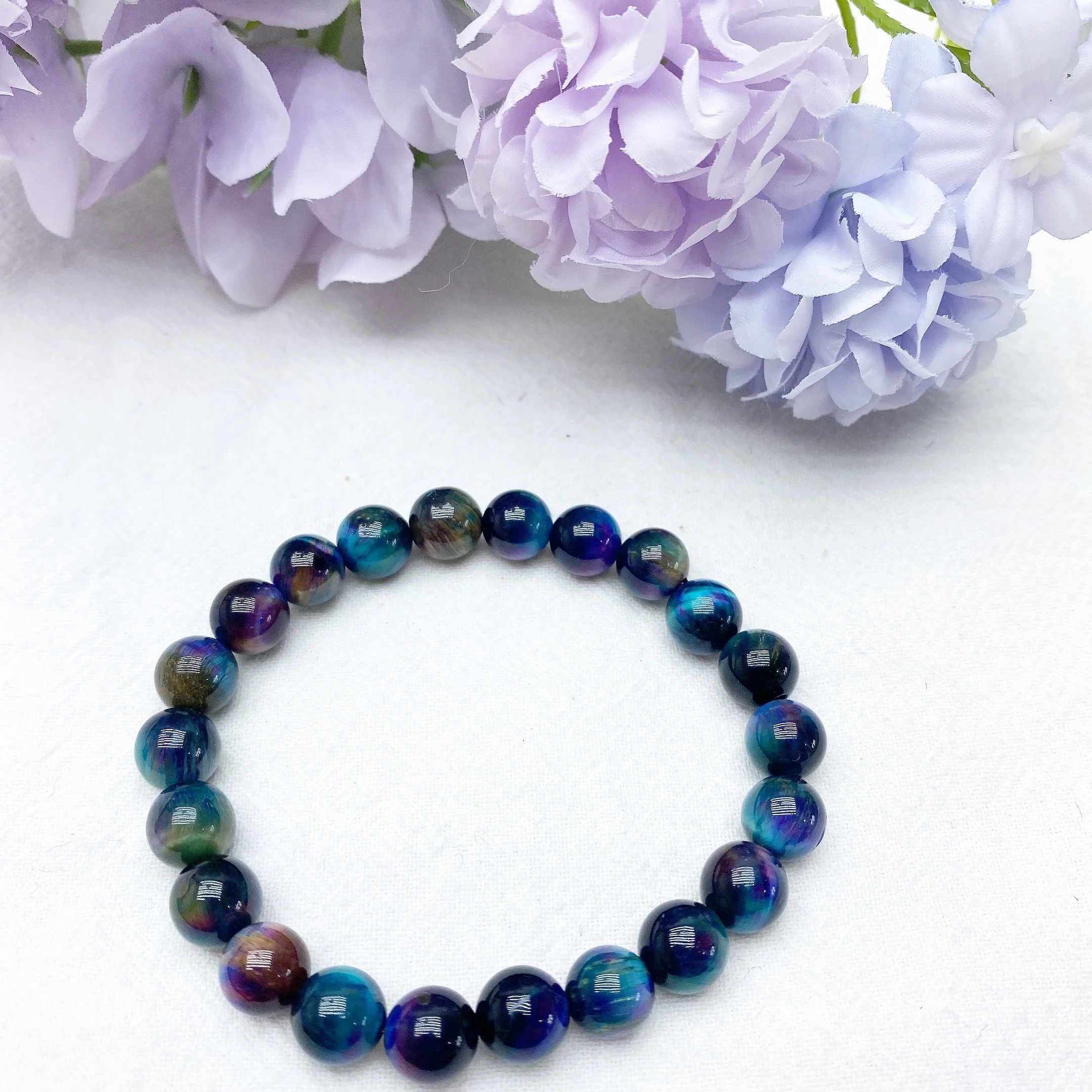Galaxy Tiger Eye & Orca Onyx Chakra Bracelet 8mm - Image 10