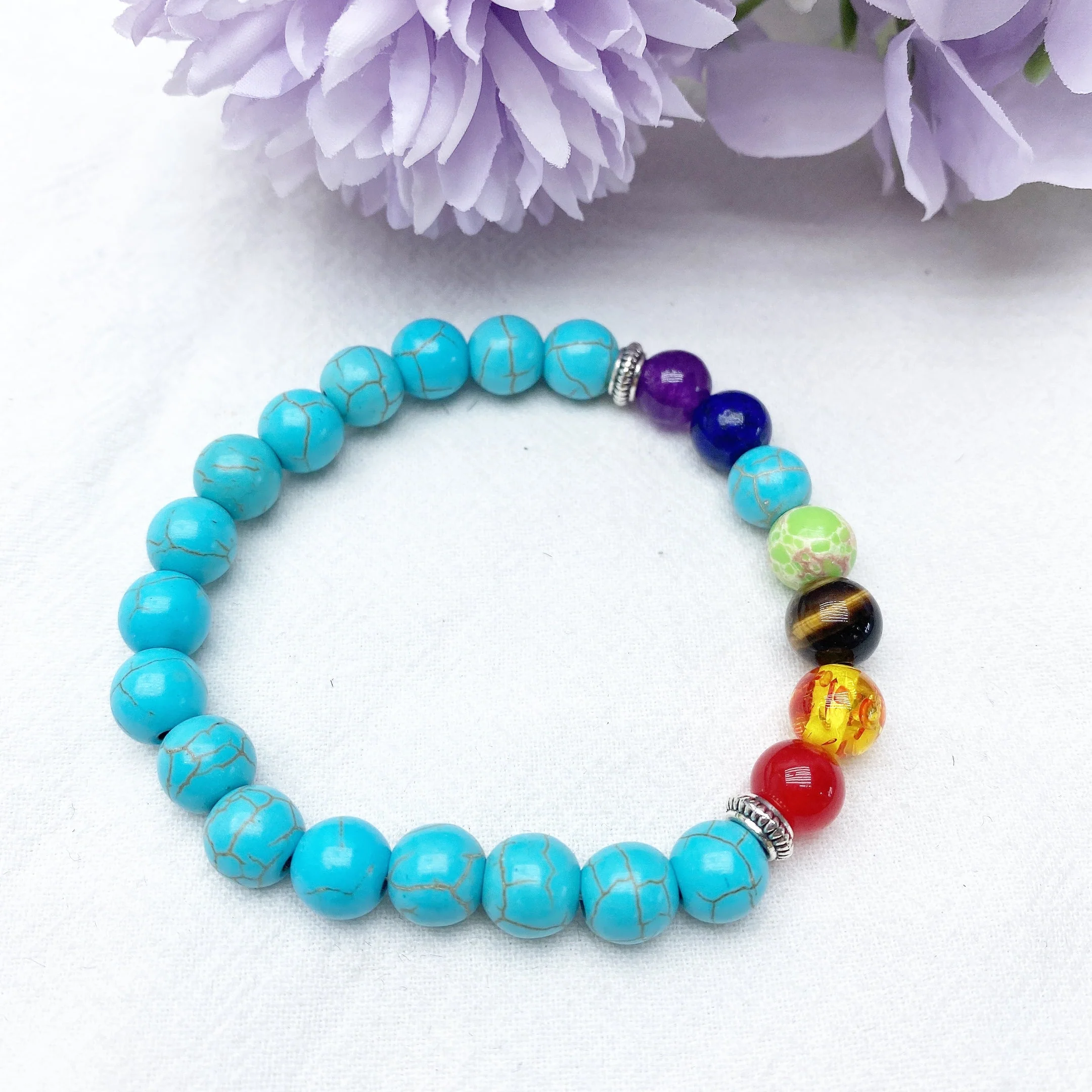 Galaxy Tiger Eye & Orca Onyx Chakra Bracelet 8mm - Image 8