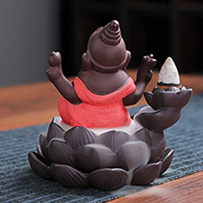 Ganesh Elephant Purple Clay Backflow Incense Burner - Image 11