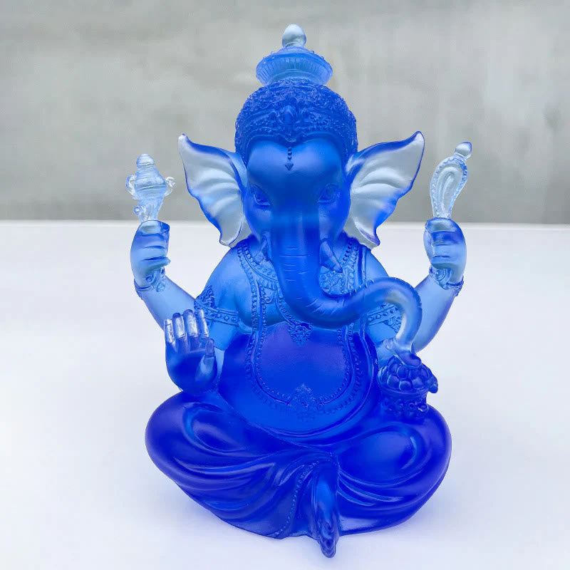 Handmade Liuli Crystal Ganesh Statue 11.5cm Protection Art - Image 10