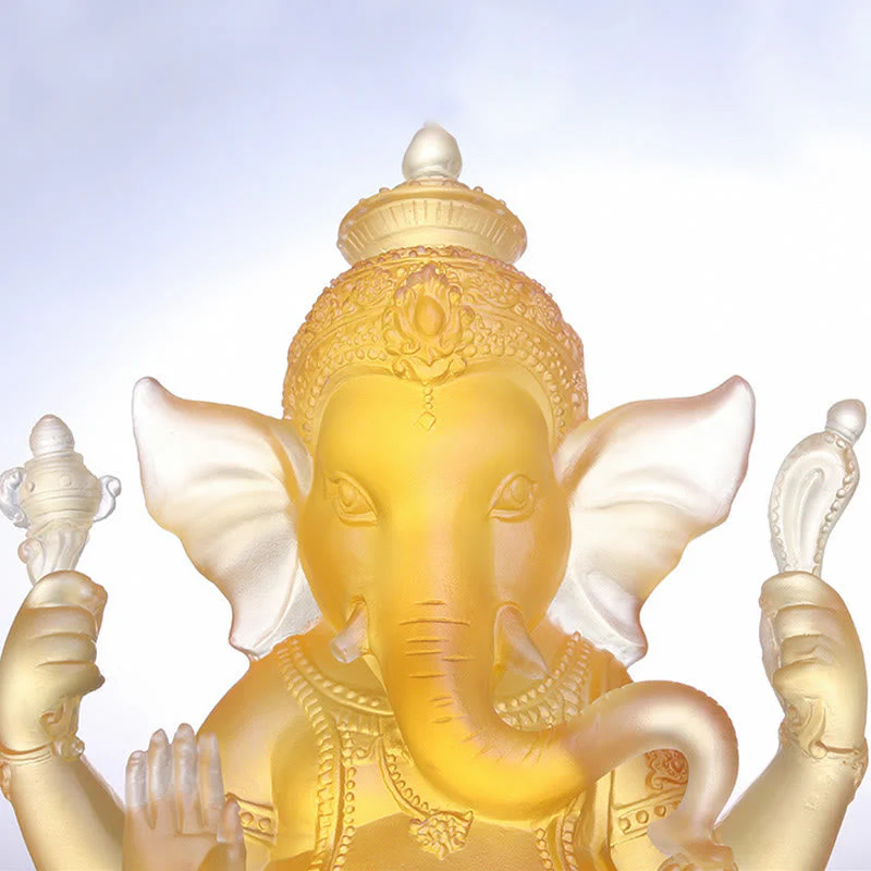 Handmade Liuli Crystal Ganesh Statue 11.5cm Protection Art - Image 5