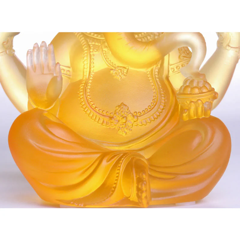 Handmade Liuli Crystal Ganesh Statue 11.5cm Protection Art - Image 6