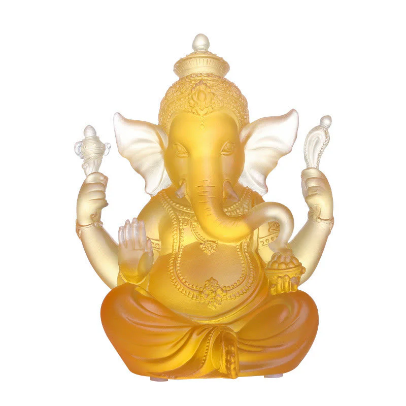 Handmade Liuli Crystal Ganesh Statue 11.5cm Protection Art - Image 8