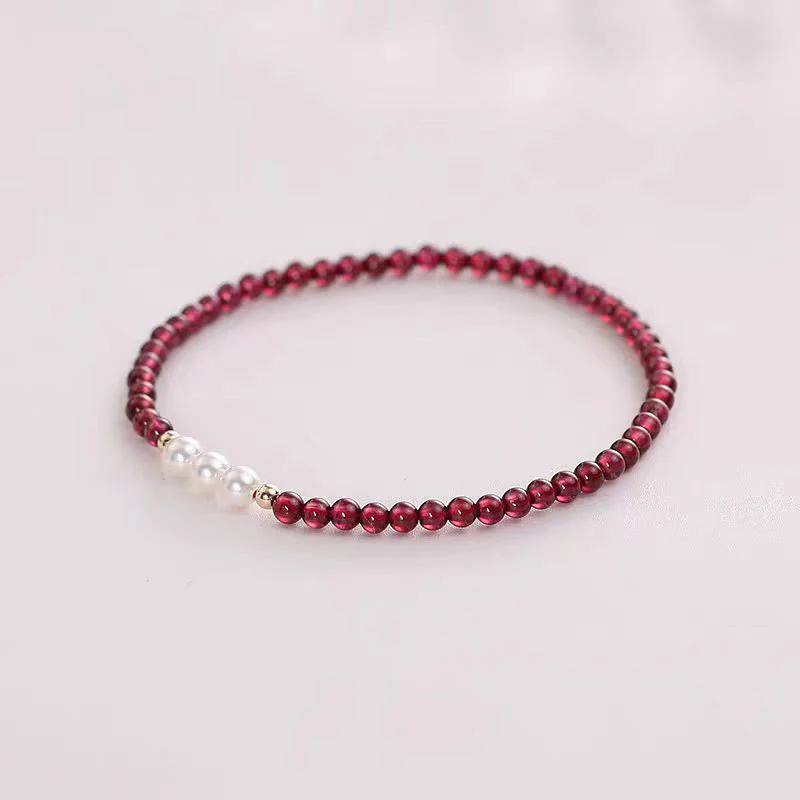 4mm Garnet Pearl Protection Bracelet with Natural Gem Beads - Image 3
