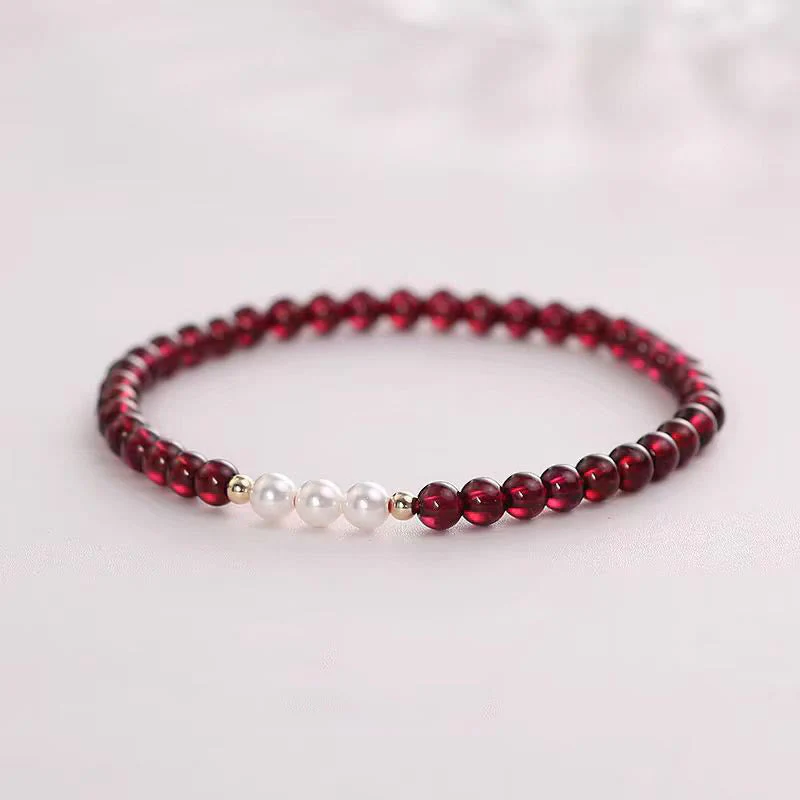 4mm Garnet Pearl Protection Bracelet with Natural Gem Beads - Image 4