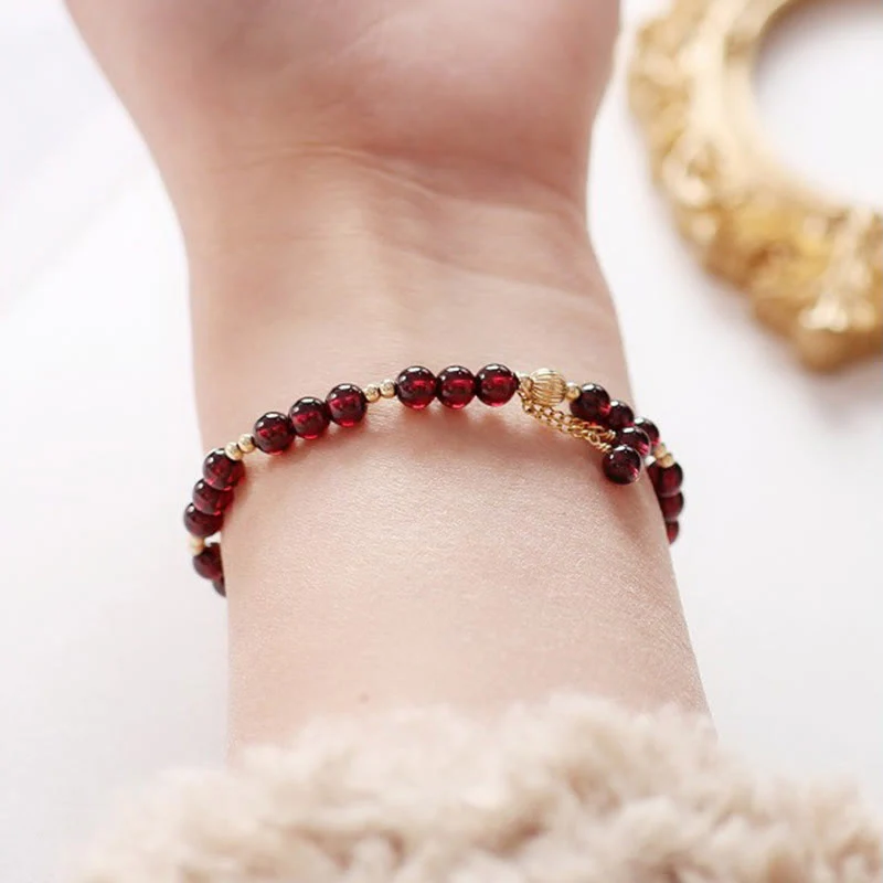 4mm Garnet Purification Bracelet in 14K Gold for Calm - Image 8