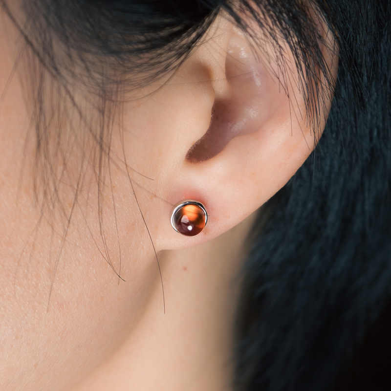 Calm Stability Garnet 925 Sterling Silver Earrings 7mm - Image 6