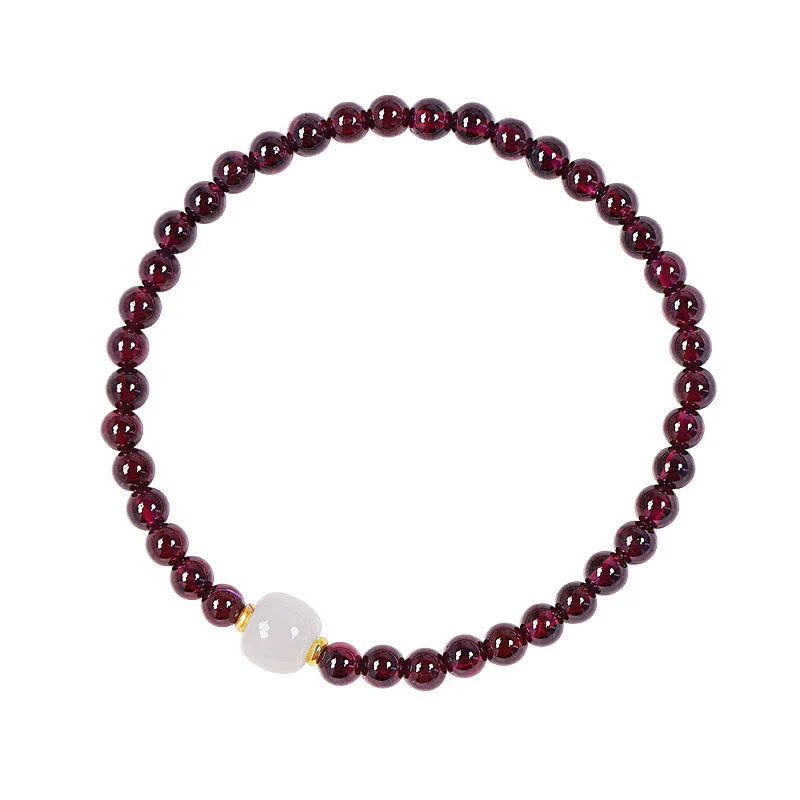 Garnet Jade Bead Purification Bracelet 4mm Garnet 7x6mm Jade - Image 8