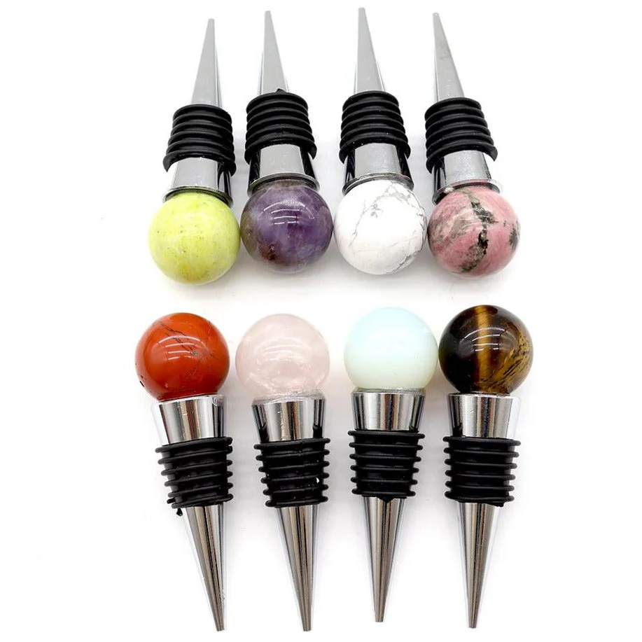 Gemstone Crystal Wine Stopper with 26mm Sphere Top