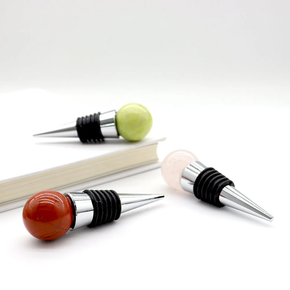 Gemstone Crystal Wine Stopper with 26mm Sphere Top - Image 2