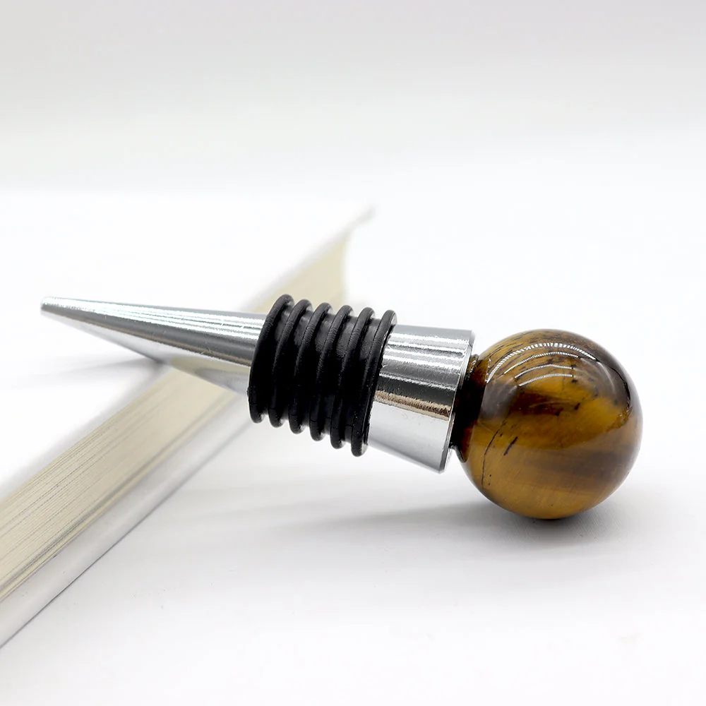 Gemstone Crystal Wine Stopper with 26mm Sphere Top - Image 3