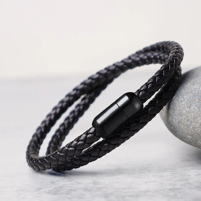 Genuine Leather Red String Protection Bracelet Magnetic Buckle - Image 5